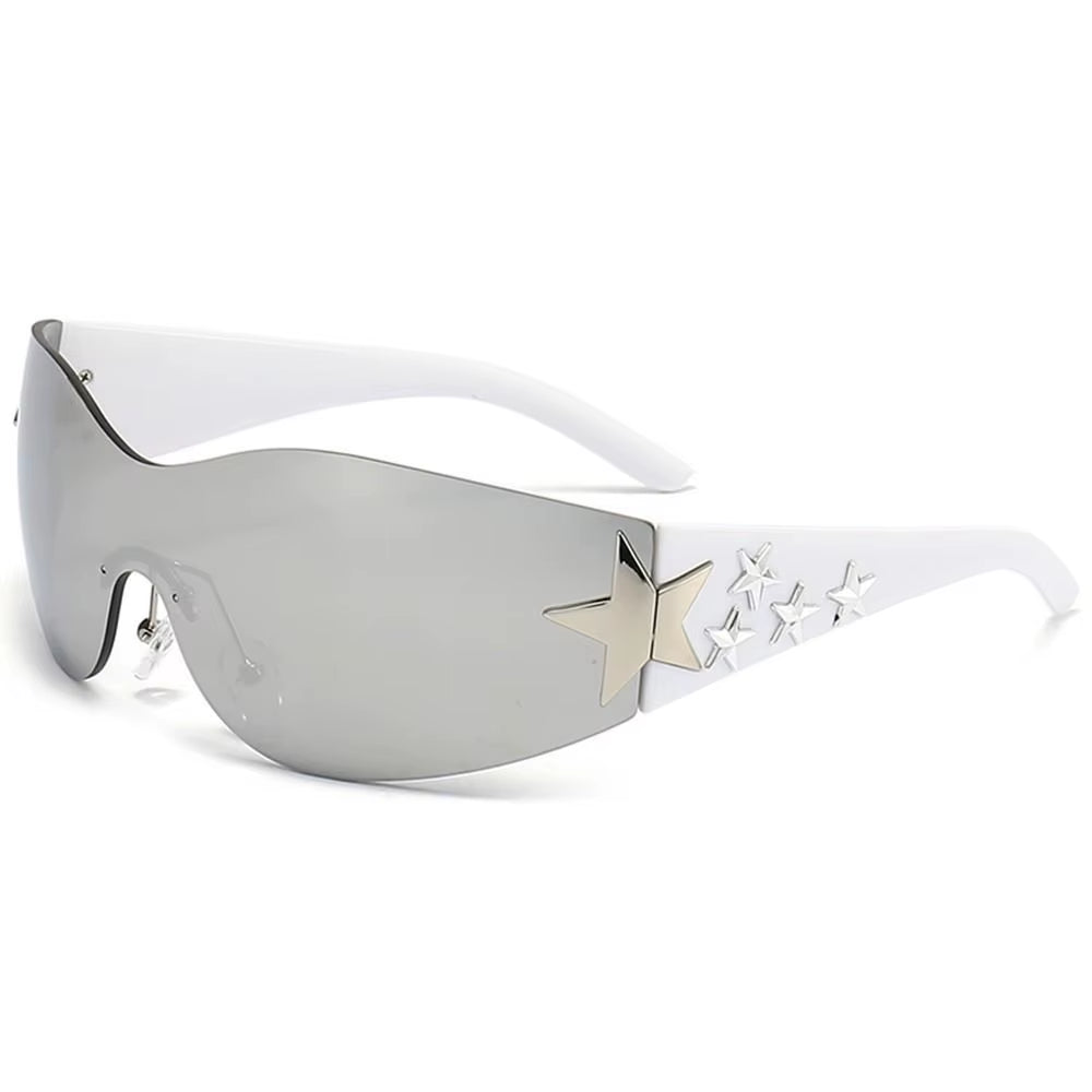 Women'S Sunglasses Y2K Star Glasses UV400 Female Goggle Designer Punk One Piece Eyeglasses Rimless Eyewear