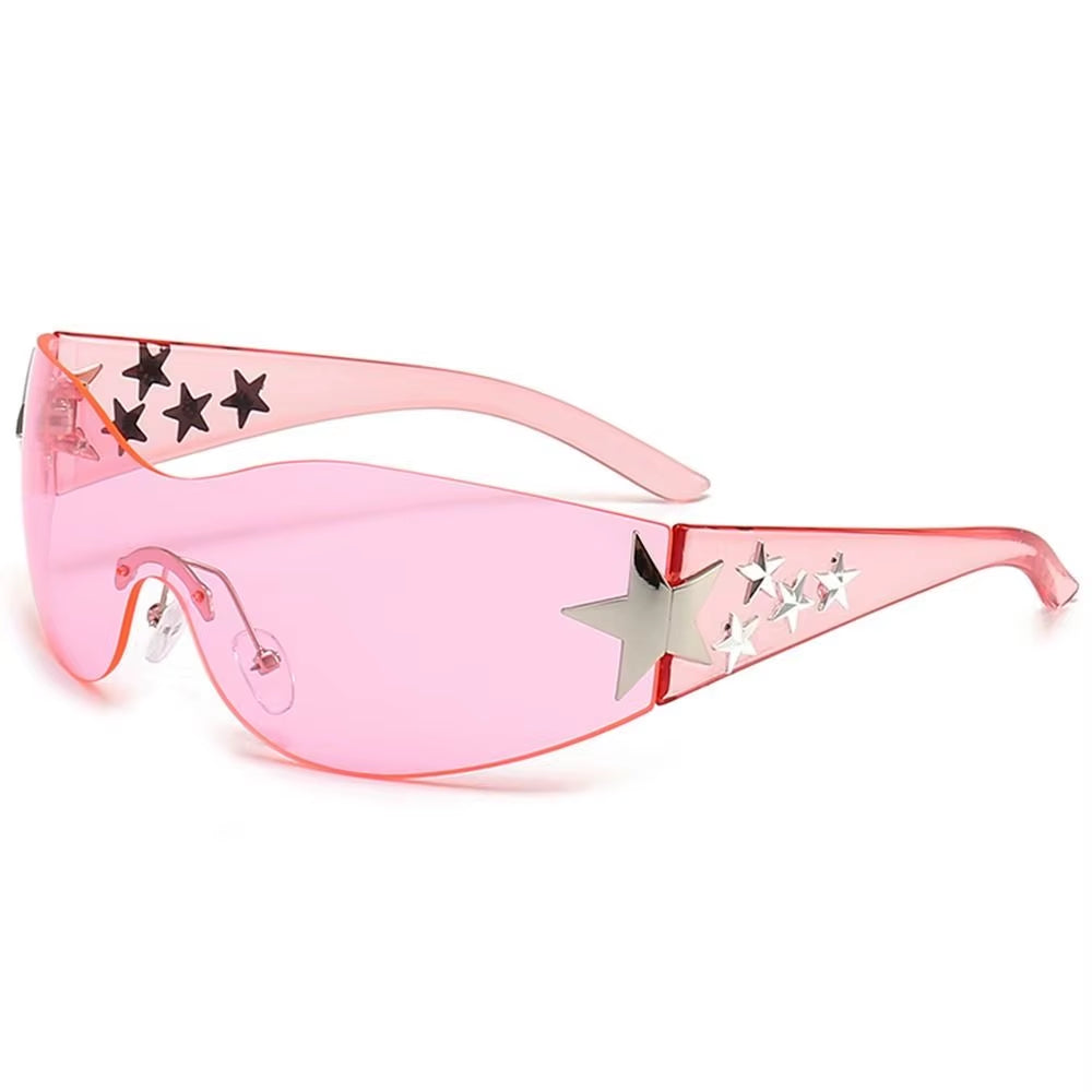 Women'S Sunglasses Y2K Star Glasses UV400 Female Goggle Designer Punk One Piece Eyeglasses Rimless Eyewear