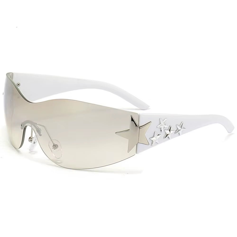 Women'S Sunglasses Y2K Star Glasses UV400 Female Goggle Designer Punk One Piece Eyeglasses Rimless Eyewear