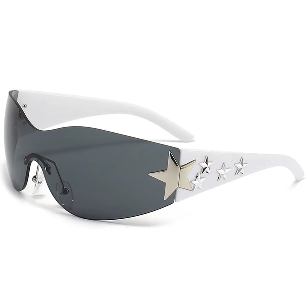 Women'S Sunglasses Y2K Star Glasses UV400 Female Goggle Designer Punk One Piece Eyeglasses Rimless Eyewear